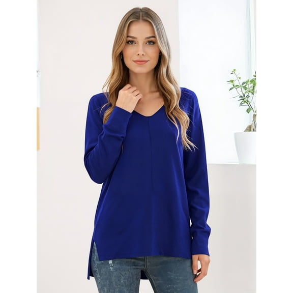 Aiyino Women's Casual Lightweight V Neck Batwing Sleeve Knit Top Loose Pullover Sweater Tops s-2xl