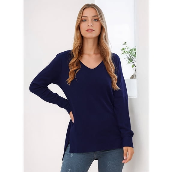 Aiyino Women's Casual Lightweight V Neck Batwing Sleeve Knit Top Loose Pullover Sweater Tops s-2xl