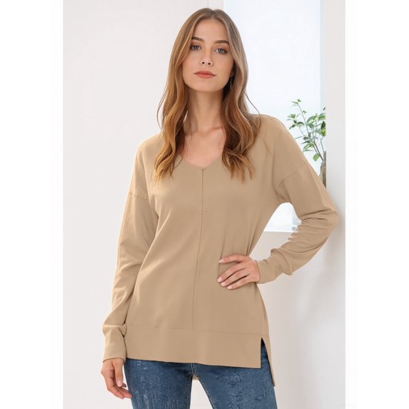 Aiyino Women's Casual Lightweight V Neck Batwing Sleeve Knit Top Loose Pullover Sweater Tops s-2xl