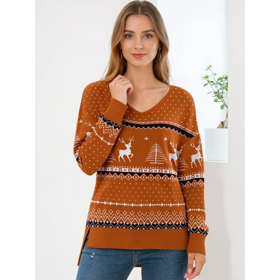 Aiyino Women's Casual Lightweight V Neck Batwing Sleeve Knit Top Loose Pullover Sweater Tops,Halloween Orange L