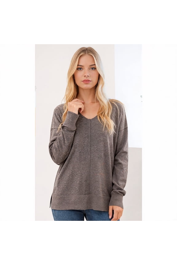 Women's Casual Lightweight V Neck Batwing Sleeve Knit Top Loose Pullover Sweater Tops,Khaki S