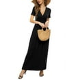 thumbnail image 1 of Aiyino Women's Casual Short Sleeve Deep V Maxi Dress Loose Long Dresses with Pockets,2XL Black, 1 of 7