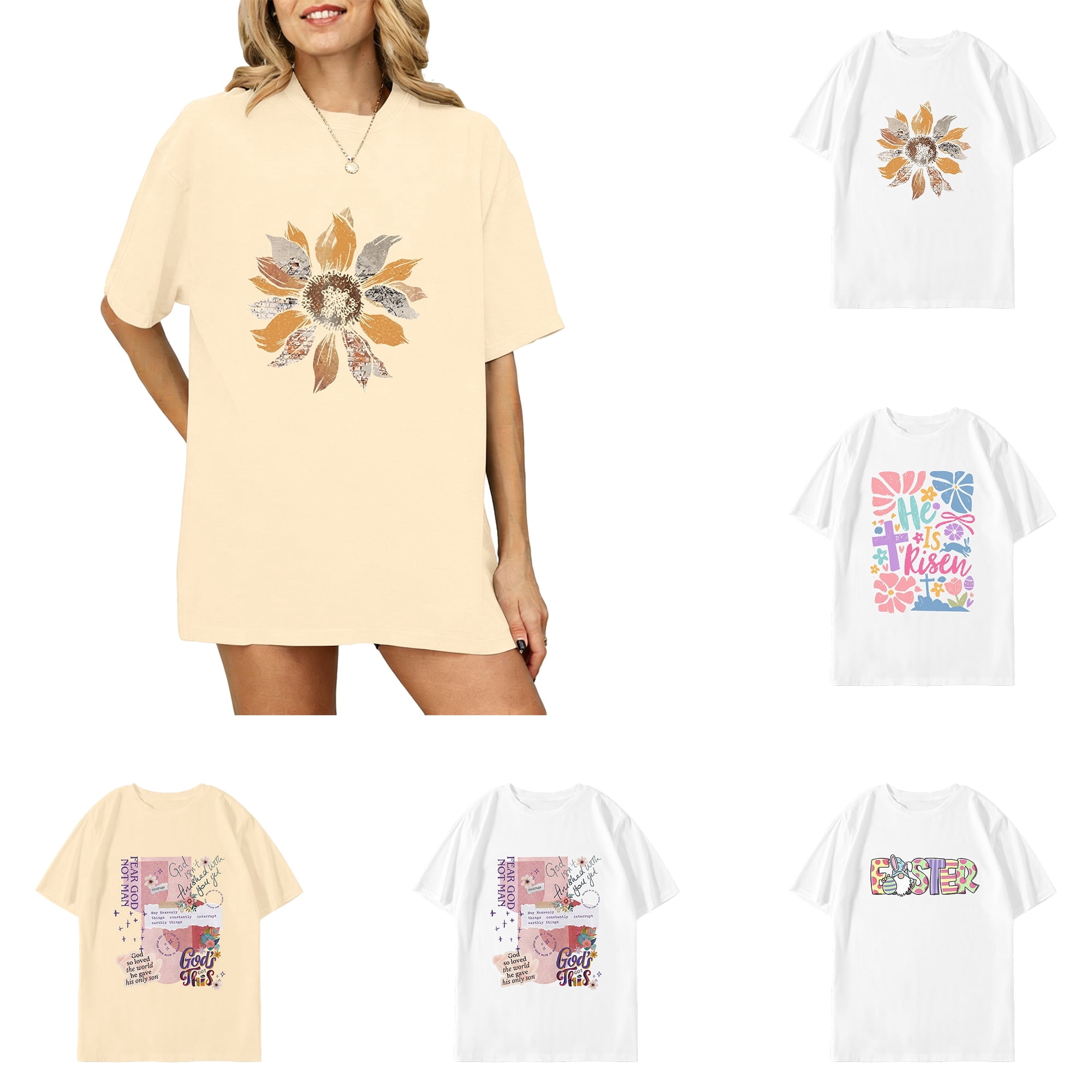 Aiyino Women's Easter T Shirt Religious Art Women's Lily Scripture Tomb ...