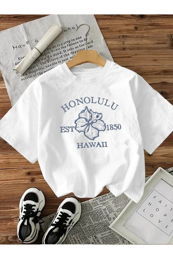 Women's Graphic T-Shirt Hawaiian Aloha Beach Honolulu Spring Summer Tee Tops