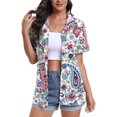 thumbnail image 1 of Aiyino Women's Hawaiian Floral Shirts Short Sleeve Button Down Shirts Soft Cool Floral Tropical Holiday Beach Shirts V Neck Summer Beach Tops T-Shirt,XL Mix Flower White, 1 of 9