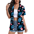 thumbnail image 1 of Aiyino Women's Hawaiian Floral Shirts Short Sleeve Button Down Shirts Soft Cool Floral Tropical Holiday Beach Shirts V Neck Summer Beach Tops T-Shirt,XXL Green Leaf Black, 1 of 9