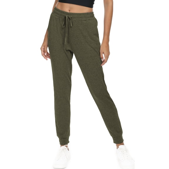 Aiyino Women's Joggers Pants Active Sweatpants Cotton Tapered Workout Yoga Lounge Track Pants with Pockets,Army Green 3XL