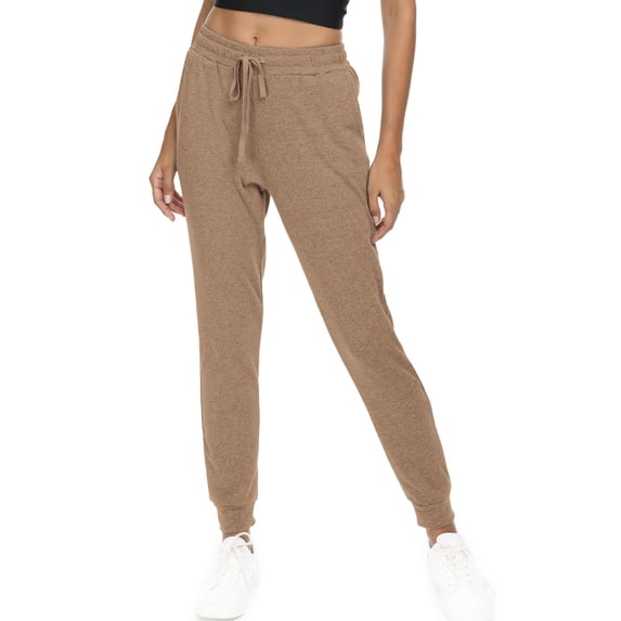 Aiyino Women's Joggers Pants Active Sweatpants Cotton Tapered Workout Yoga Lounge Track Pants with Pockets,Khaki L