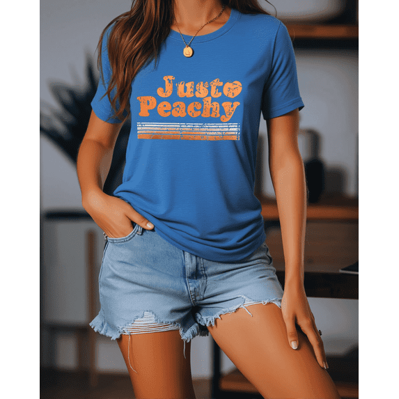 Aiyino Women's Just Peachy Graphic T-Shirt Retro Summer Casual Short Sleeve Crewneck Tee