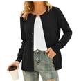 thumbnail image 1 of Aiyino Women's Long Sleeve Button Down Crew Neck Classic Sweater Knit Cardigan，Black M, 1 of 8