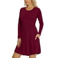 thumbnail image 1 of Aiyino Women's Long Sleeve Casual T Shirt Dress Loose Plain Dress With Pockets, 1 of 5
