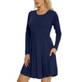 thumbnail image 1 of Aiyino Women's Long Sleeve Casual T Shirt Dress Loose Plain Dress With Pockets, 1 of 5