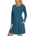 thumbnail image 1 of Aiyino Women's Long Sleeve Casual T Shirt Dress Loose Plain Dress With Pockets, 1 of 5