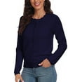 thumbnail image 1 of Aiyino Women's Long Sleeve Knit Cardigan Sweater Basic Crew Neck Button Down Knitwear Coat Top S-2XL, 1 of 6