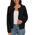 thumbnail image 1 of Aiyino Women's Long Sleeve Knit Cardigan Plus Size Sweater Basic Crew Neck Button Down Knitwear Coat Top,Black XL, 1 of 9