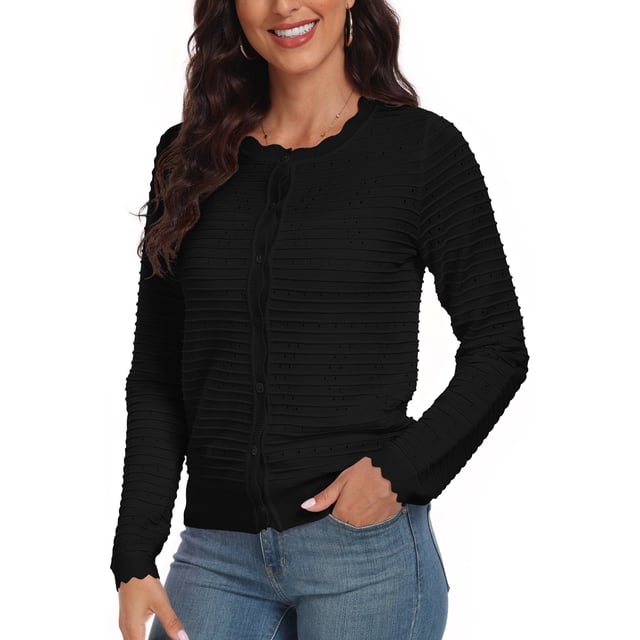 Women's Crew Neck Button-Up Knit Cardigan main image 0