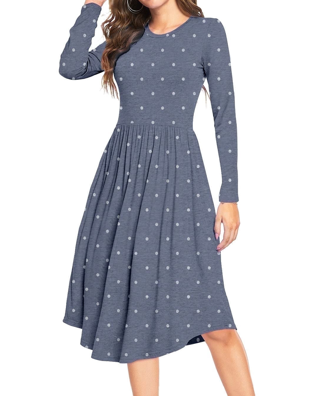 long sleeve mini flowy dress London Times T6378M - Tea-Length Bubble Crepe A-Line Dress main image 1