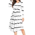 thumbnail image 1 of Aiyino Women's Long Sleeve Polka Dot Casual Dress Pleated Loose Flowy Midi Dress With Pocket, 1 of 4