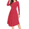 thumbnail image 1 of Aiyino Women's Long Sleeve Polka Dot Casual Dress Pleated Loose Flowy Midi Dress With Pocket, 1 of 4