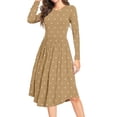 thumbnail image 1 of Aiyino Women's Long Sleeve Polka Dot Casual Dress Pleated Loose Flowy Midi Dress With Pocket, 1 of 5