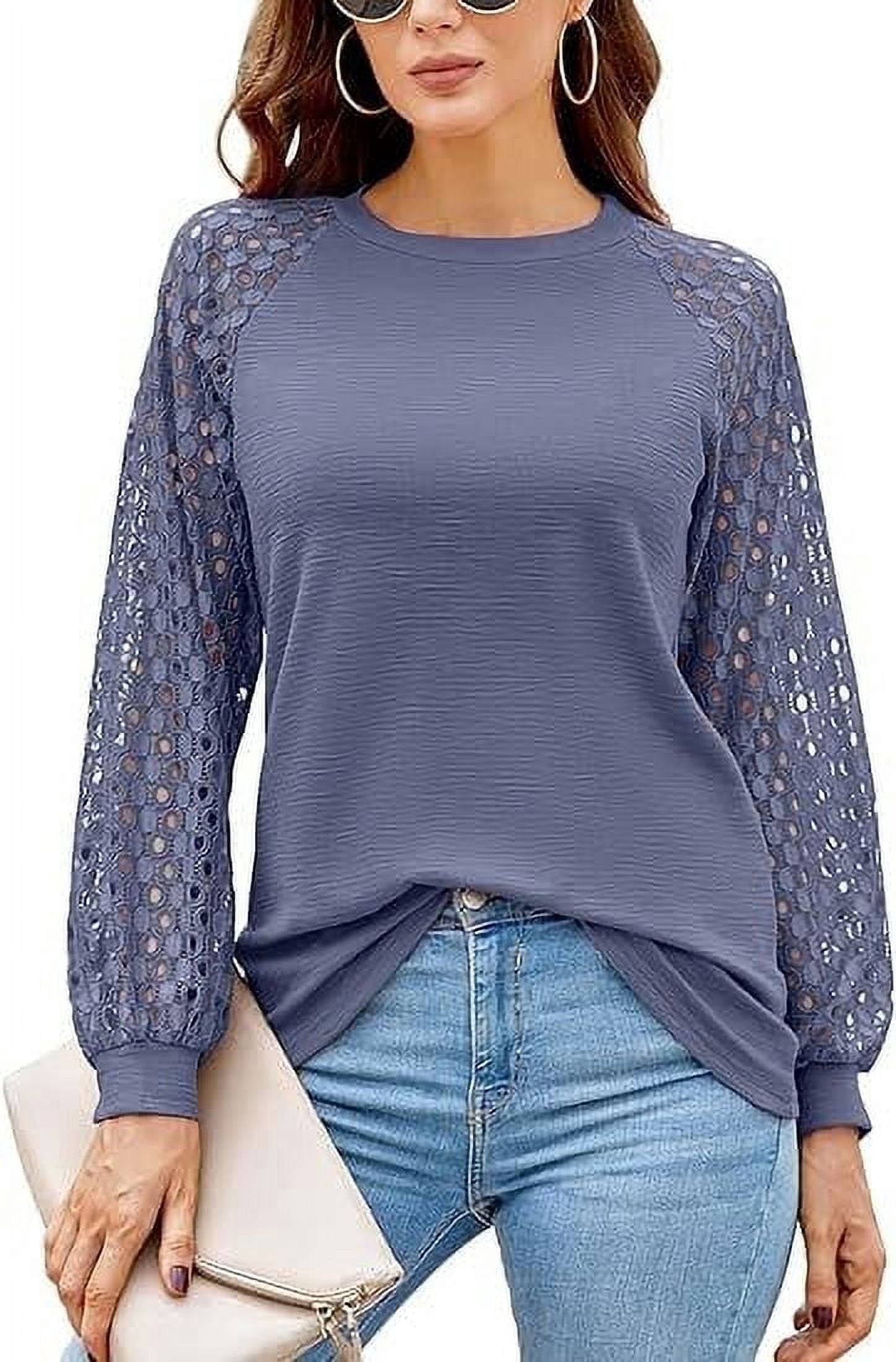 Women's Round-neck Waffle Knit Lace Cutout Short-sleeved Shirt main image 0