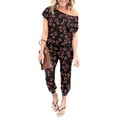 thumbnail image 1 of Aiyino Women's Loose Solid Off Shoulder Elastic Waist Stretchy Long Romper Jumpsuit with Pockets, 1 of 8