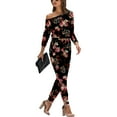 thumbnail image 1 of Aiyino Women's Loose Solid Off Shoulder Elastic Waist Stretchy Long Romper Jumpsuit with Pockets, 1 of 7