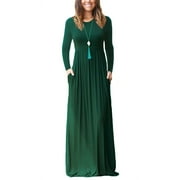 Aiyino Women's Maxi Dresses Long Sleeve Casual Long Dresses Loose with Pockets