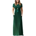 thumbnail image 1 of Aiyino Women's Maxi Dresses Short Sleeve Casual Long Dresses Loose with Pockets, 1 of 6