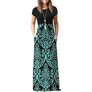 Aiyino Women's Maxi Dresses Short Sleeve Casual Long Dresses Loose with Pockets