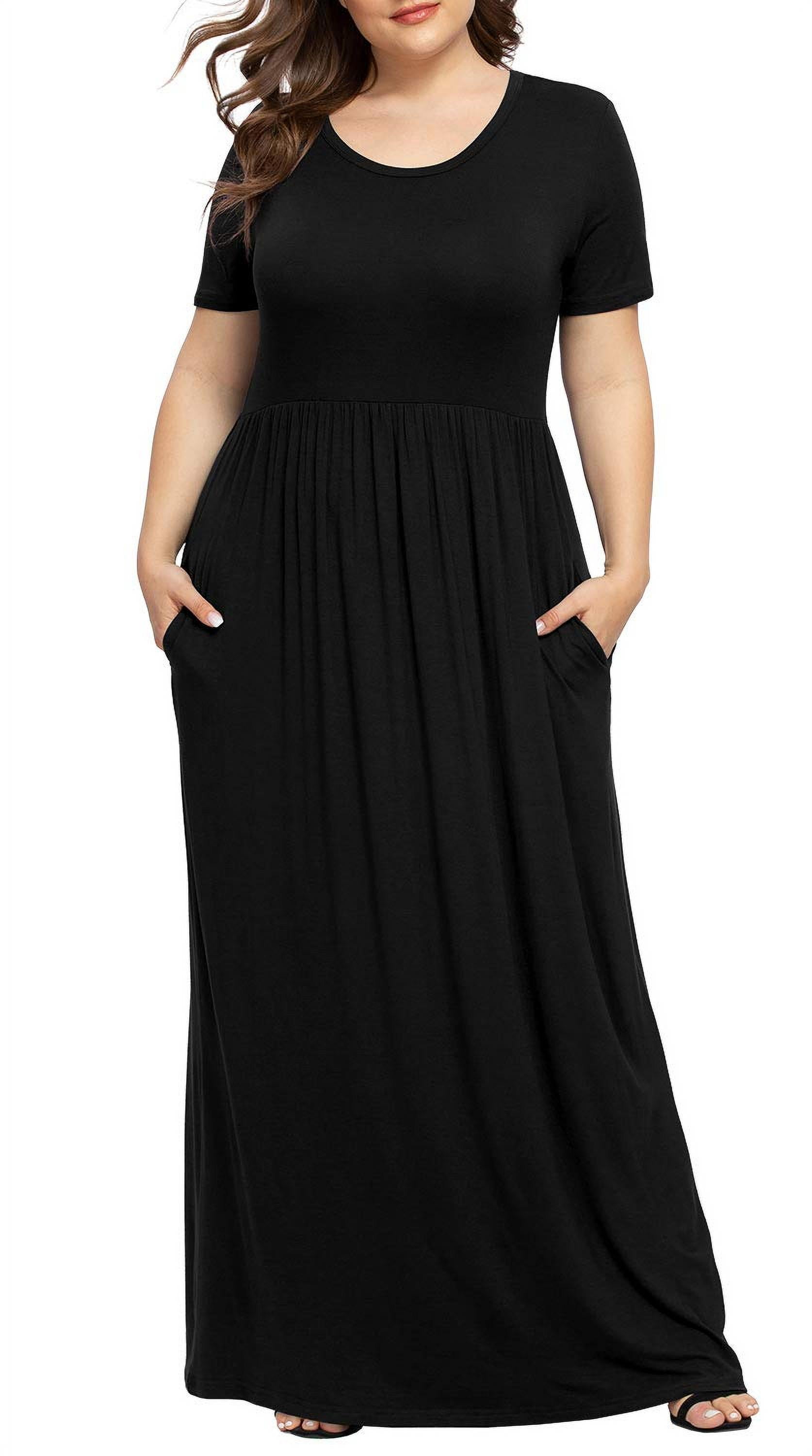 ZENNILO Plus Size Women's Flowy T-Shirt Dress - Swing Tunic With Pockets, Flower Print, Size Small