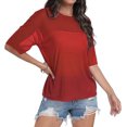 thumbnail image 1 of Aiyino Women's See Through Mesh Sheer Blouse Sexy T Shirt Blouse Summer Short Sleeve Round Neck Loose Tops Tee,XXL Red, 1 of 9