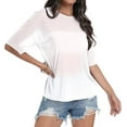 thumbnail image 1 of Aiyino Women's See Through Mesh Sheer Blouse Sexy T Shirt Blouse Summer Short Sleeve Round Neck Loose Tops Tee,XL White, 1 of 10