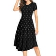 thumbnail image 1 of Aiyino Women's Short Sleeve Polka Dot Casual Dress Pleated Loose Flowy Midi Dress With Pocket X-Small, Black, 1 of 5