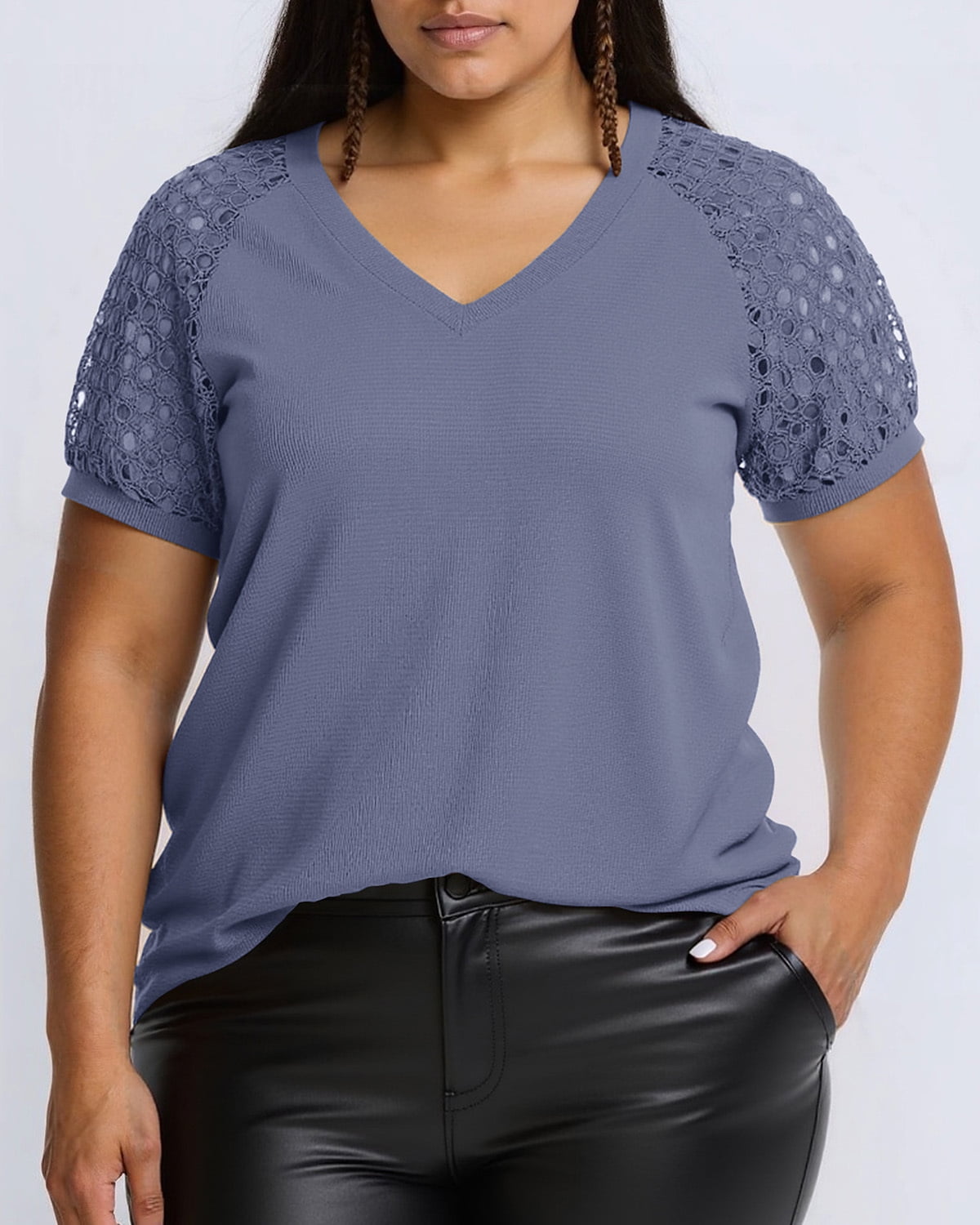 Women's Tops And Blouses Plus Size Loose Short Sleeve Summer T Shirts,Blue L