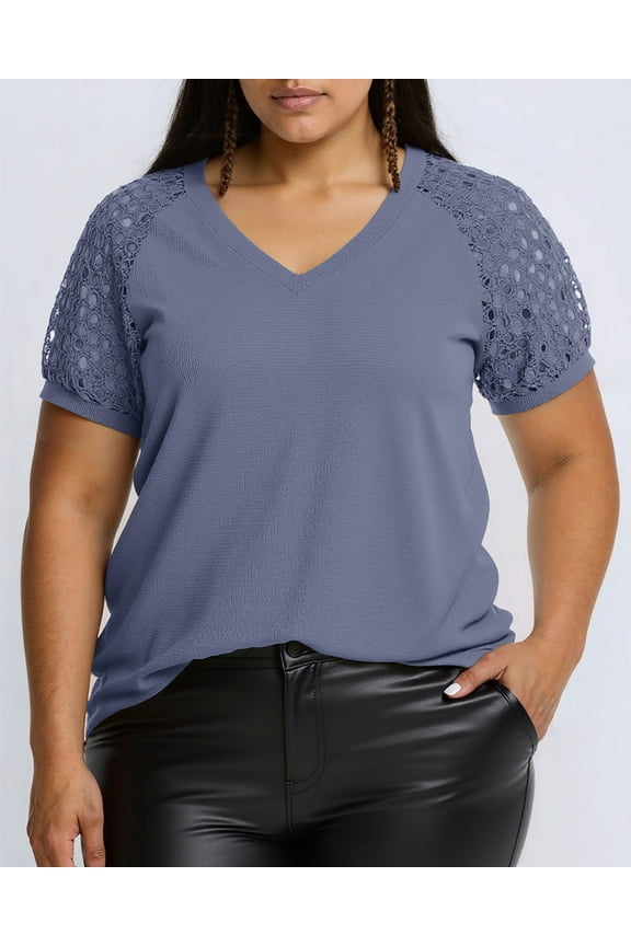 Women’s Tops And Blouses Plus Size Loose Short Sleeve Summer T Shirts,Blue L