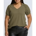 thumbnail image 1 of Aiyino Women’s Tops And Blouse Plus Size Short Sleeve Casual Loose Summer T Shirts,L Green, 1 of 7