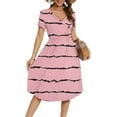 thumbnail image 1 of Aiyino Women's Short Sleeve V-neck Casual Dress Pleated Loose Flowy Midi Dress With Pocket, 1 of 9