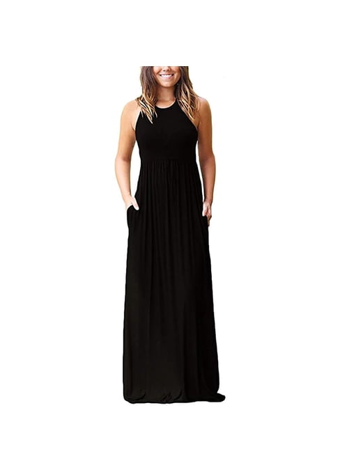 V-neck Half-sleeve Hollow Pullover Long Dress