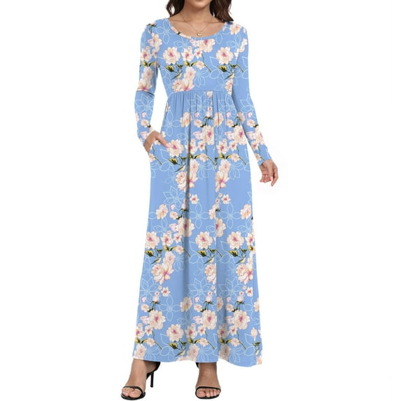 Aiyino Women's Sleeveless/Long Sleeve Plain Maxi Dresses Casual Long Dresses with Pockets
