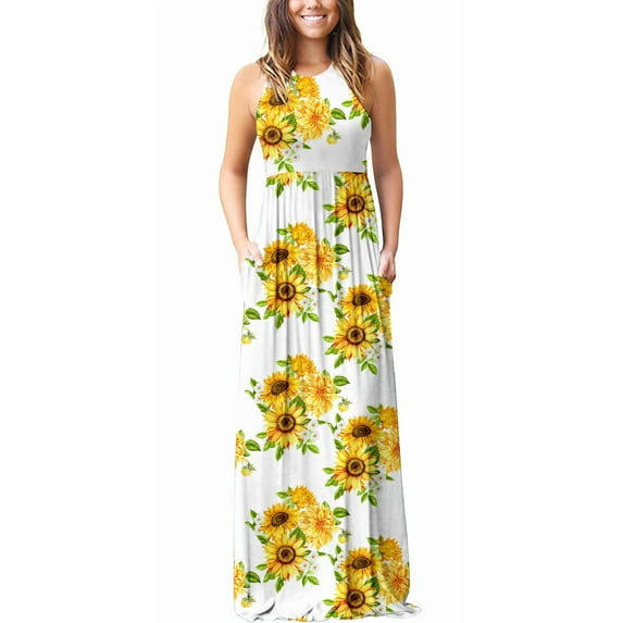 Aiyino Women's Sleeveless/Long Sleeve Plain Maxi Dresses Casual Long Dresses with Pockets