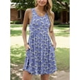 thumbnail image 1 of Aiyino Women's Maxi Dresses Plus Size Sleeveless Summer Casual Sundress Short Dress With Pockets,Flora Blue S, 1 of 9