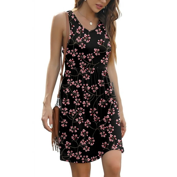 Aiyino Women's Sleeveless Summer Casual Sundress Short Dress With Pockets