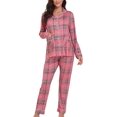 thumbnail image 1 of Aiyino Women's Soft Plaid Pajamas Long-Sleeve Button Front Shirt and Pant Pajama Set with Pockets, 1 of 6
