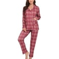 thumbnail image 1 of Aiyino Women's Soft Plaid Pajamas Long-Sleeve Button Front Shirt and Pant Pajama Set with Pockets, 1 of 6