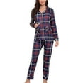 thumbnail image 1 of Aiyino Women's Soft Plaid Pajamas Long-Sleeve Button Front Shirt and Pant Pajama Set with Pockets, 1 of 6