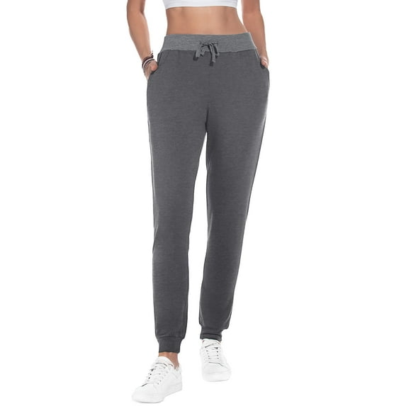 Aiyino Women's Stretch Sweatpants Cozy Joggers Pants Tapered Active Yoga Lounge Travel Pants with Pockets 2XL, Dark Grey