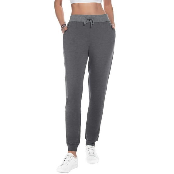 Aiyino Women's Stretch Sweatpants Cozy Joggers Pants Tapered Active Yoga Lounge Travel Pants with Pockets 4XL, Dark Grey