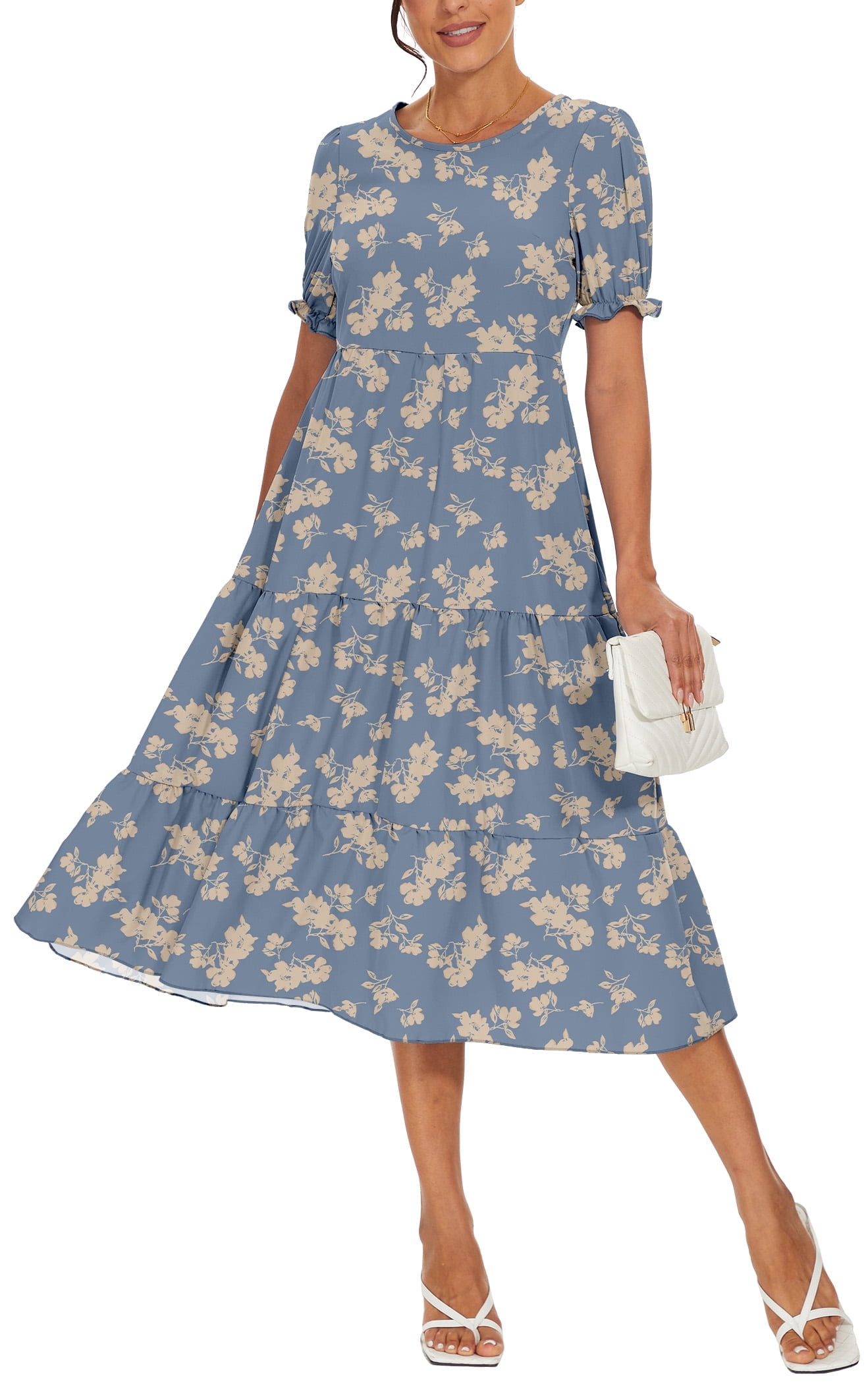Flowy Boho Printed Summer Dress for Women Elegant Casual Style