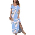 thumbnail image 1 of Aiyino Women's Summer Casual Loose Long Dress Cold Shoulder Short Sleeve Split Maxi Dresses, 1 of 7